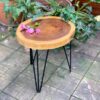 bàn cafe tròn gỗ me tây chân sắt hairpin
