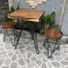Bàn cafe tròn gỗ Me Tây Nguyên Tấm chân Sọc Phi