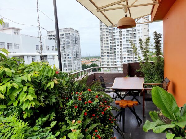 bàn trà sân thượng gỗ me tây nguyên tấm dài 1m4