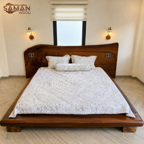 Giường Gỗ Tự Nhiên Me Tây Nguyên Khối 1m8 x 2m – Mặt Lưng Nguyên Tấm | Saman Wood