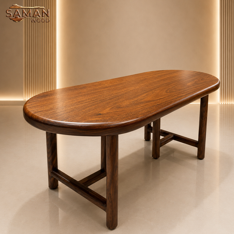 Bàn Gỗ Lim Tự Nhiên Nguyên Tấm Không Ghép 1800 x 800 x 70mm – Bo Oval 2 Đầu + Bo Tròn Cạnh