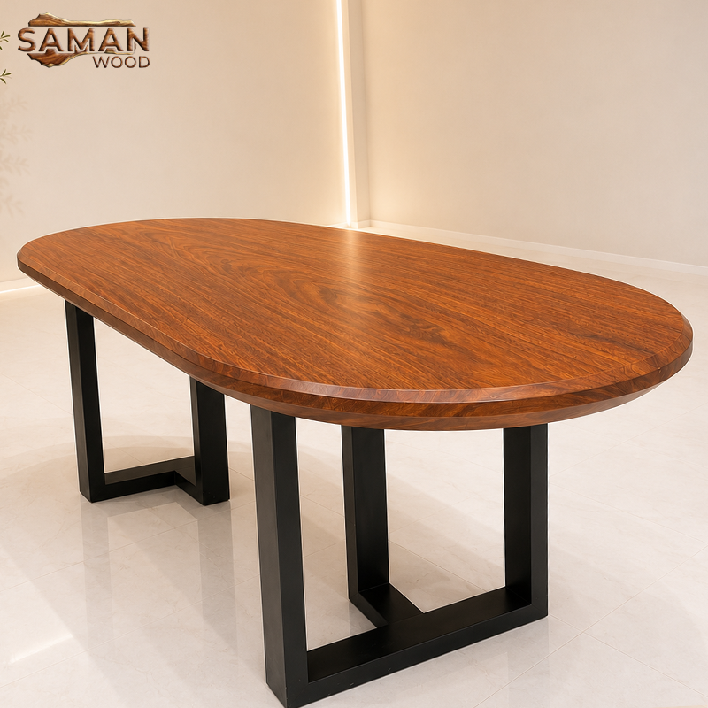 Bàn Gỗ Lim Nguyên Tấm 1800x800x70mm Bo Oval 2 Đầu + Vát Cạnh