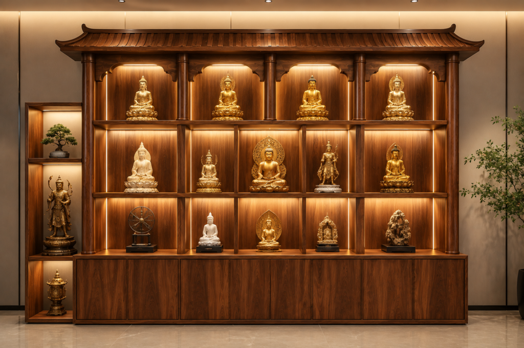Saman Wood Sản Xuất Nội Thất Phòng Thờ Phật Gỗ Tự Nhiên – Bàn Thờ, Tủ Thờ, Kệ Thờ Cao Cấp