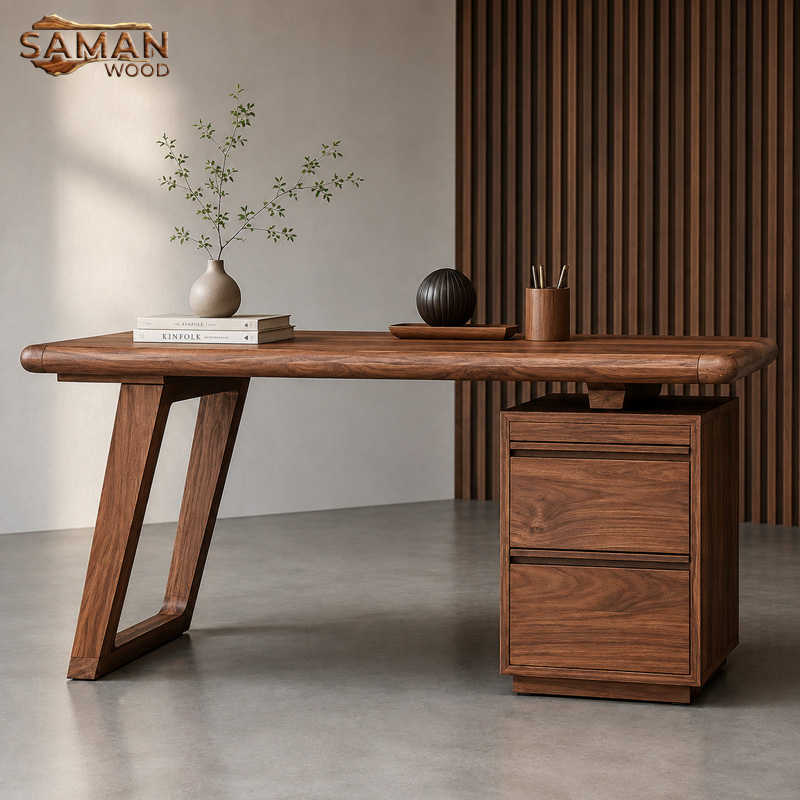 Bàn Làm Việc Cao Cấp 2 Hộc Kéo - Mặt Bàn Nguyên Tấm