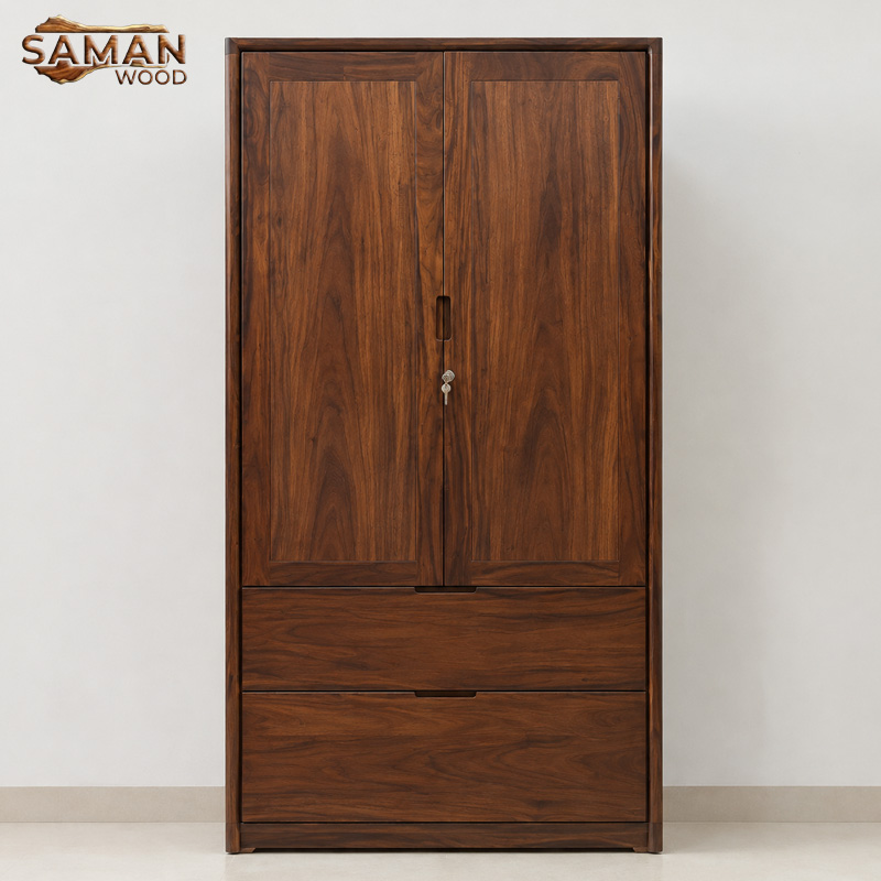 Tủ Quần Áo Gỗ Tự Nhiên Me Tây 1m2 x 2m Phong Cách Hiện Đại – Sản Xuất Bởi Saman Wood