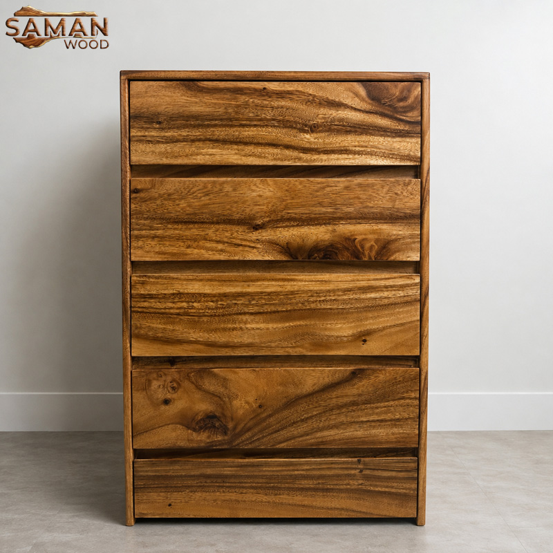 Tủ Gỗ Tự Nhiên Me Tây Sideboard 5 Ngăn Kéo – Dài 700mm, Cao 1200mm, Sâu 400mm